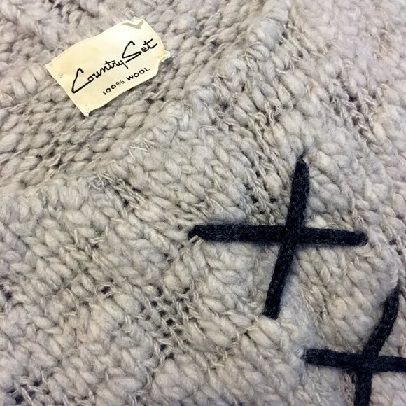 Vintage 100% Wool Pale Gray Knit Sweater - Picture 3 of 4